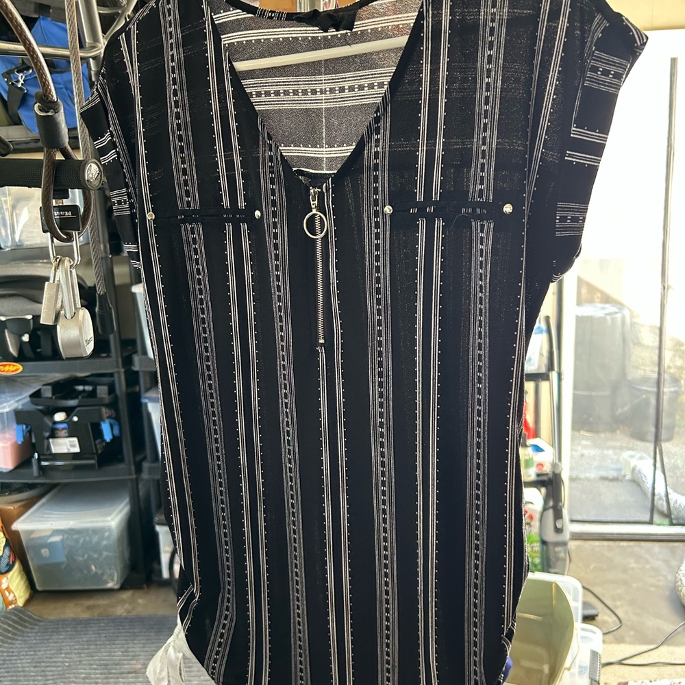 Sweet Wanderer Black Blouse with White Stripes